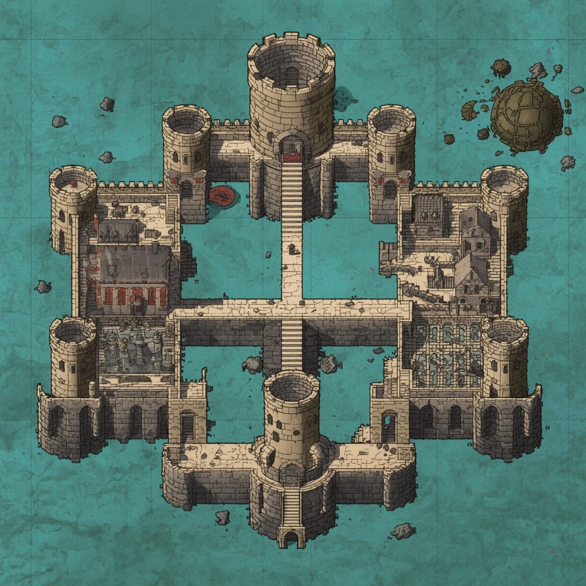 A map of a wizards castle,  for Dungeons and Dragons.