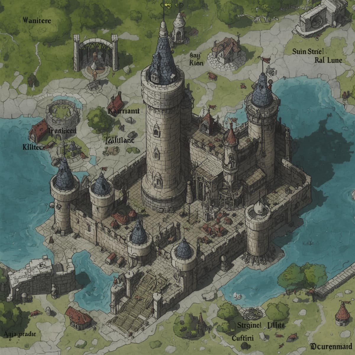 A map of a wizards castle,  for Dungeons and Dragons.