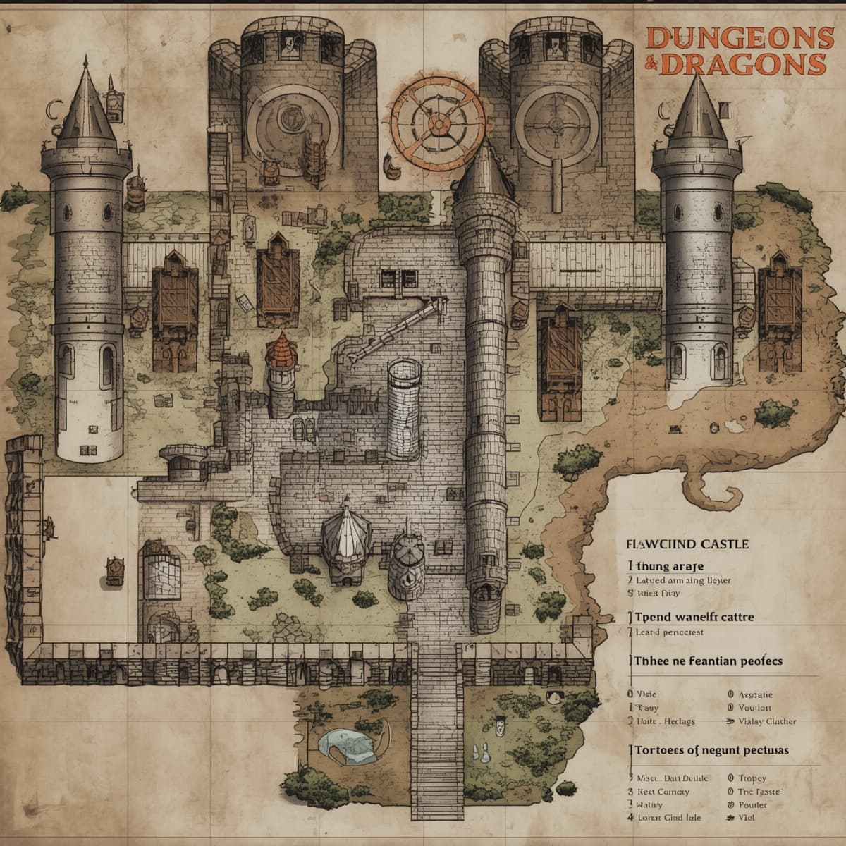 A map of a wizards castle,  for Dungeons and Dragons.