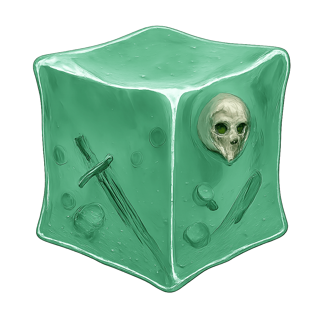 A Gelatinous Cube, for Dnd, no background.