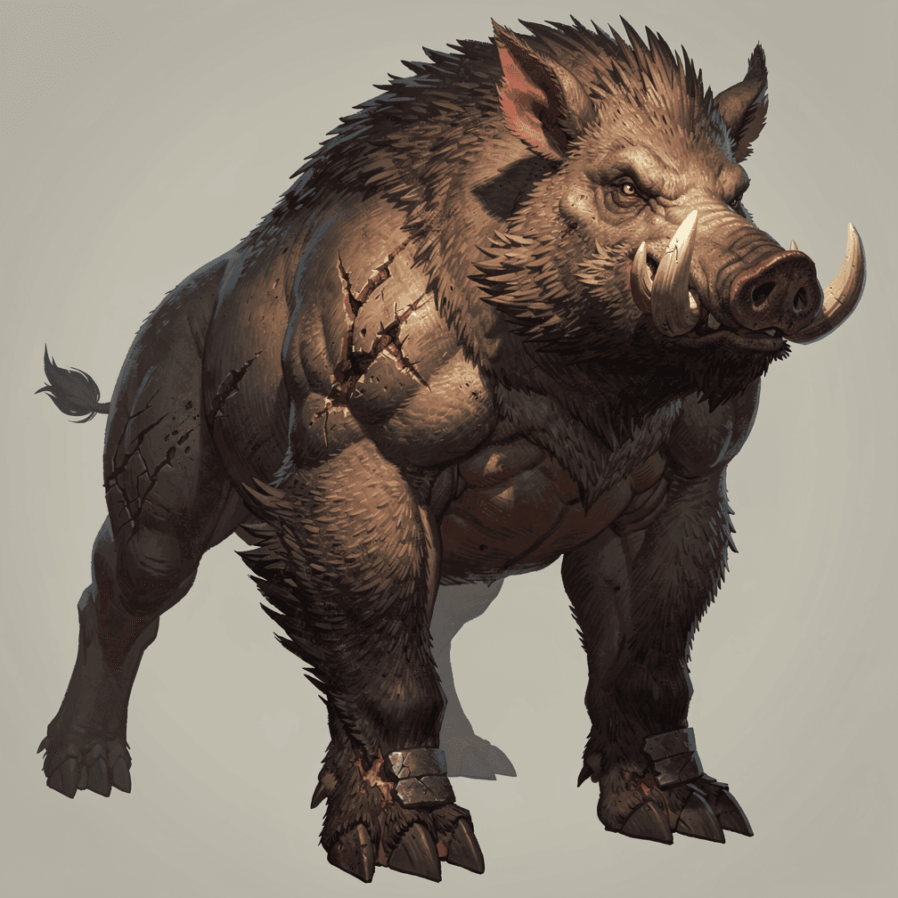 A Giant Boar, for DnD, no background.