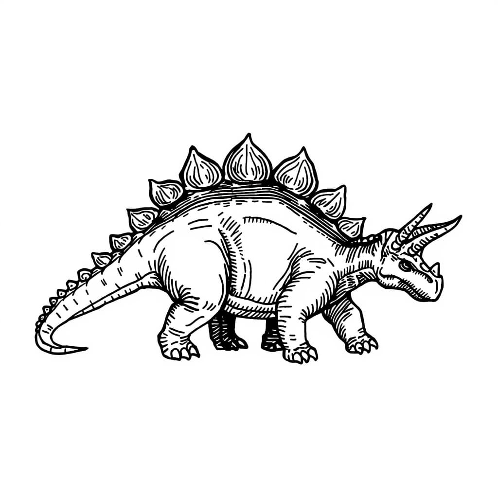 A Stegosaurus, no background, hand drawn, for Dungeons and Dragons.