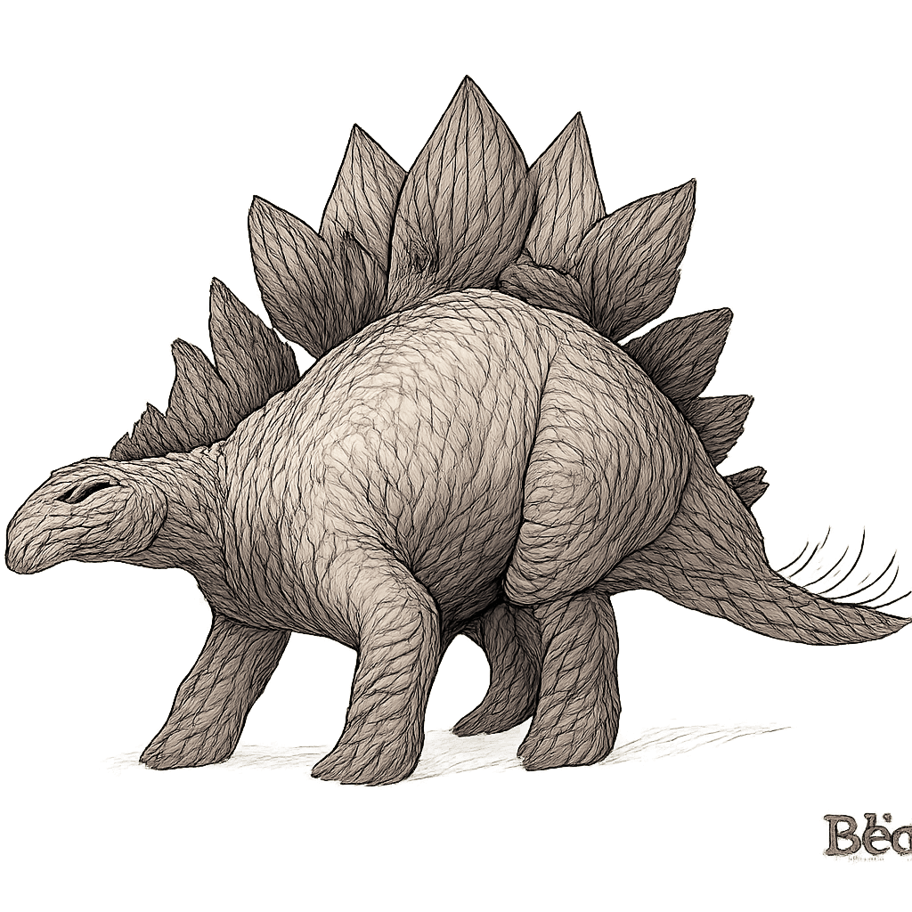 A Stegosaurus, no background, hand drawn, for Dungeons and Dragons.