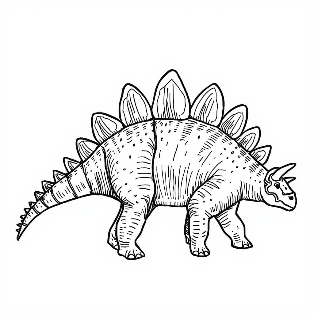 A Stegosaurus, no background, hand drawn