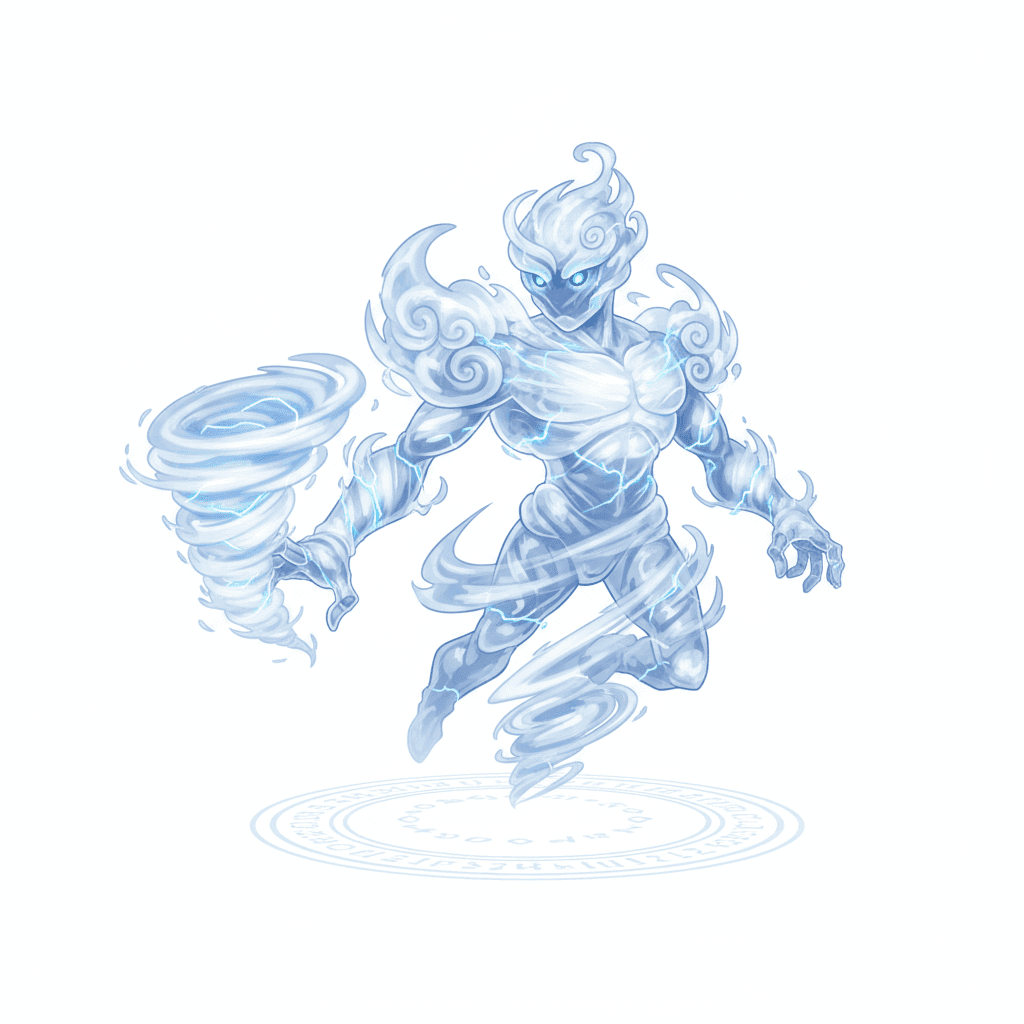 An Air Elemental, no background, for fantasy rpg game.