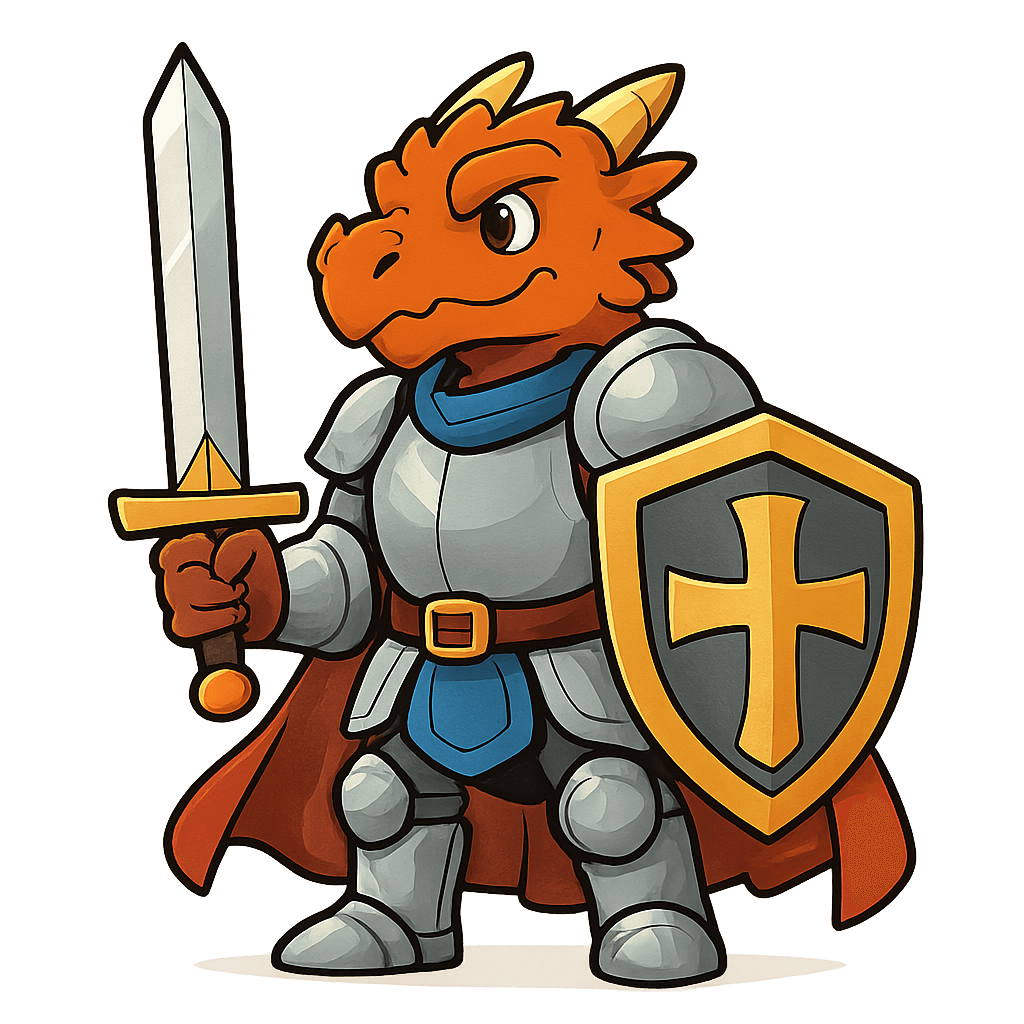 A male dragonborn paladin wearing plate armor holding sword, shield with cape.
Square format, No background,The full character must be visible from head to toe.
Style guidance: heroic, cartoon, for kids.
Additional notes: dragonborn.