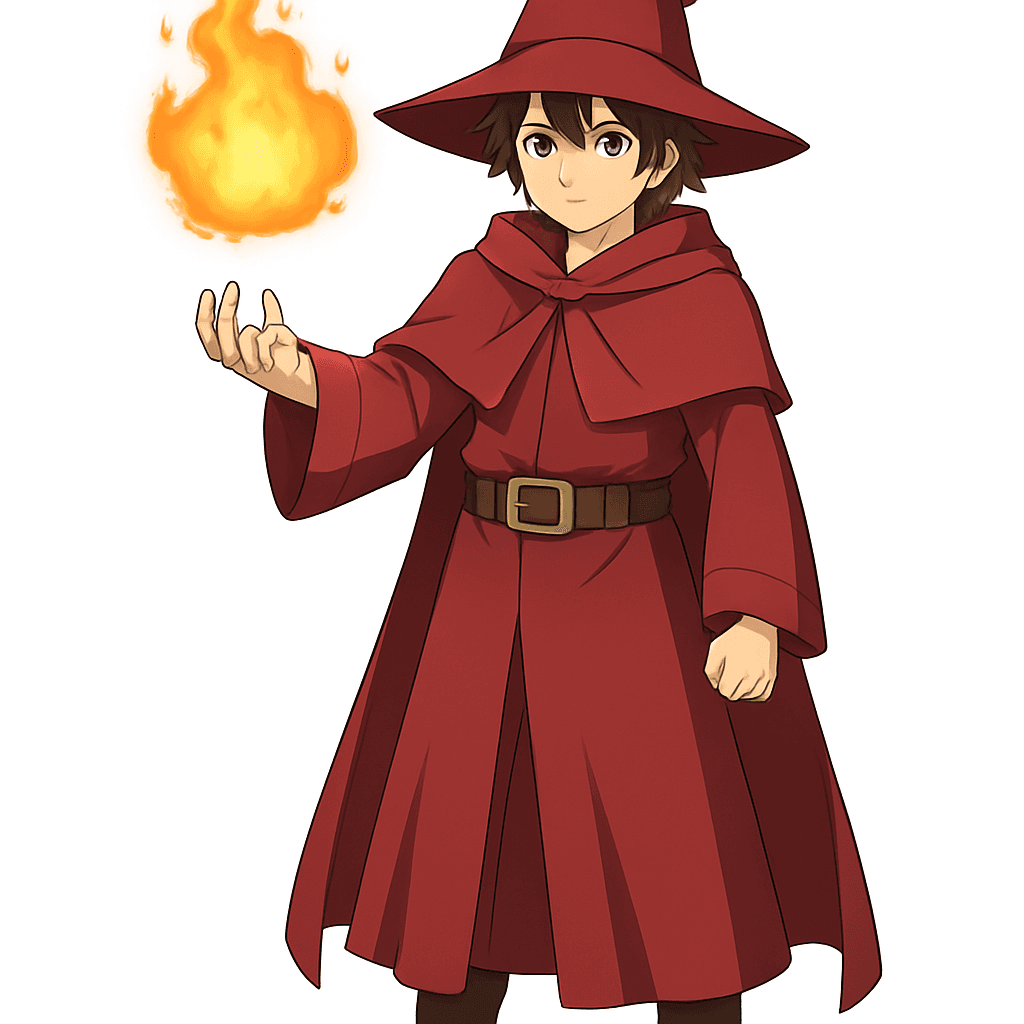 Edit this existing character image.
Base concept:
A male wizard wearing robe holding staff with magic aura.
Use vertical portrait orientation (1024x1536) with an eye-level camera angle.
The full character must be visible from head to toe.
No background. Transparent or plain blank background only.
Keep a clear line of sight to face, clothing, and held items.
Style: anime.
Overall feel: mystical.
Feedback to apply: none.
Additional notes: none.
Requested changes:
no staff, casting fireball, magical red robes
Keep the same character identity, face, race or species, outfit, body shape, pose, framing, and overall silhouette unless the request explicitly changes one of those details.
Only apply the requested changes. Do not invent a different character or a different scene.
Keep the character full-body and keep the background transparent, plain, or blank unless the request explicitly asks to change it.